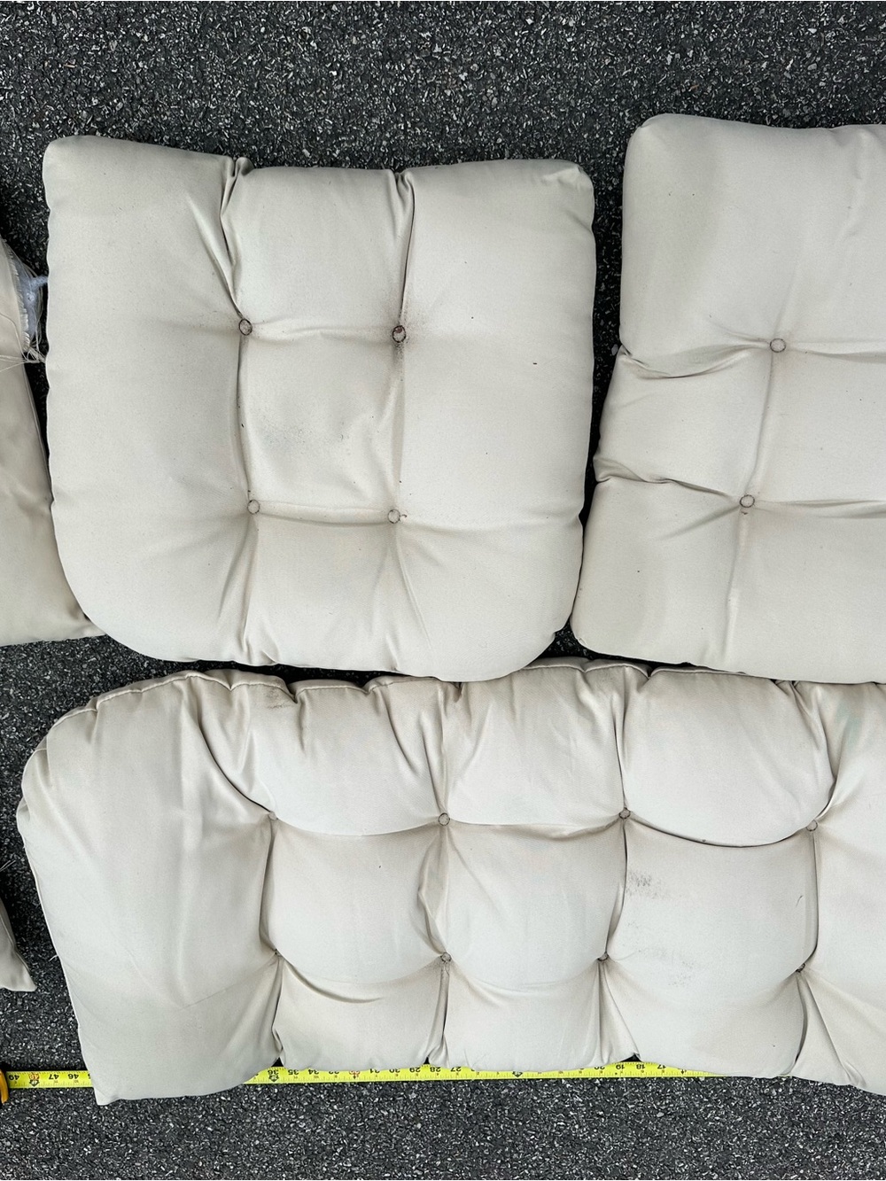 Cream Tufted Seat and Back Cushion Set - Neutral Cream